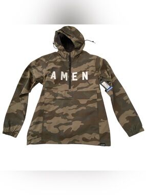 NHiM AMEN Camo Hooded Anorak Windbreaker Jacket NWT XS Christian